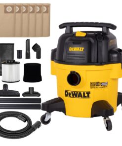 DEWALT 6 Gal Stealthsonic Shop Vacuum Wet and Dry, 5 Peak HP Poweful Suction Ultra-Quiet Vacuum Cleaner with Complete Accessory Kit and 6 Dust Bages, Shop Vac for Home, Jobsite, Workshop, Garage, Car