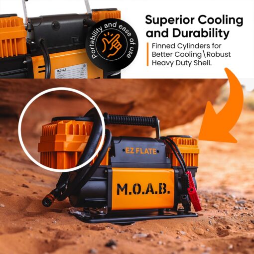 EZ FLATE M.O.A.B. Dual Air Compressor for 4x4 Offroad Vehicles, Fast Inflation, 12V Power, Easy to Use, Storage Bag - Image 5