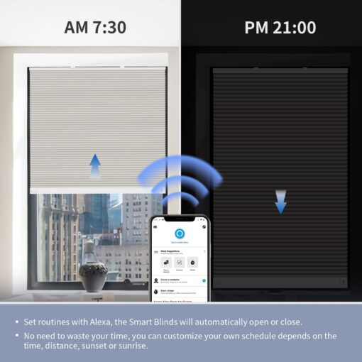 THIRDREALITY ZigBee Smart Blind, Motorized Blackout Window Shades with Remote, Cordless Honeycomb Blinds, Automatic Height Setting, AA Batteries Powered, 31" W x 72" H Beige/White - Image 5