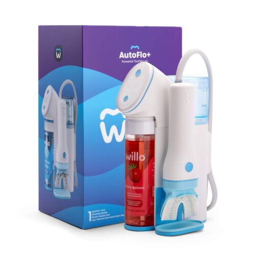 Willo Fully Automated Kids U-Shaped Electric Toothbrush - 2 Brushing Timers, Deep-Cleans, Consistent Results, Eliminates Brushing Mistakes - Berry Splash (Small - Kids Ages 5-7 Years)