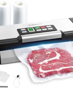 Beelicious Pro 90Kpa Powerful Vacuum Sealer, with 10-in-1 Functions,Double Seal & Double Pump,Built-in Cutter&Hose,Handle-Ease Design, Vacuum Sealer Machine for Food with Bags Storage, Stainless Steel