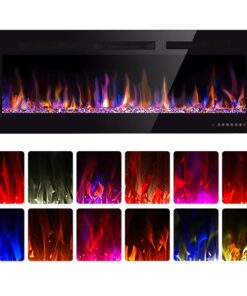 60" Electric Fireplace in-Wall Recessed and Wall Mounted 1500W Fireplace Heater and Linear Fireplace with Timer/Multicolor Flames/Touch Screen/Remote Control