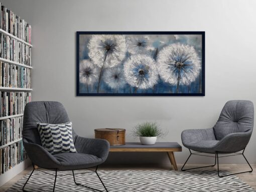 Dandelion Wall Art Blue Large Picture for Living Room Canvas Art Wall Decor Above Bed Wall Decor White Flower Artwork for Walls Wall Paintings Modern Art Aall Decor Framed Wall Art for Bedroom 29×58IN - Image 7
