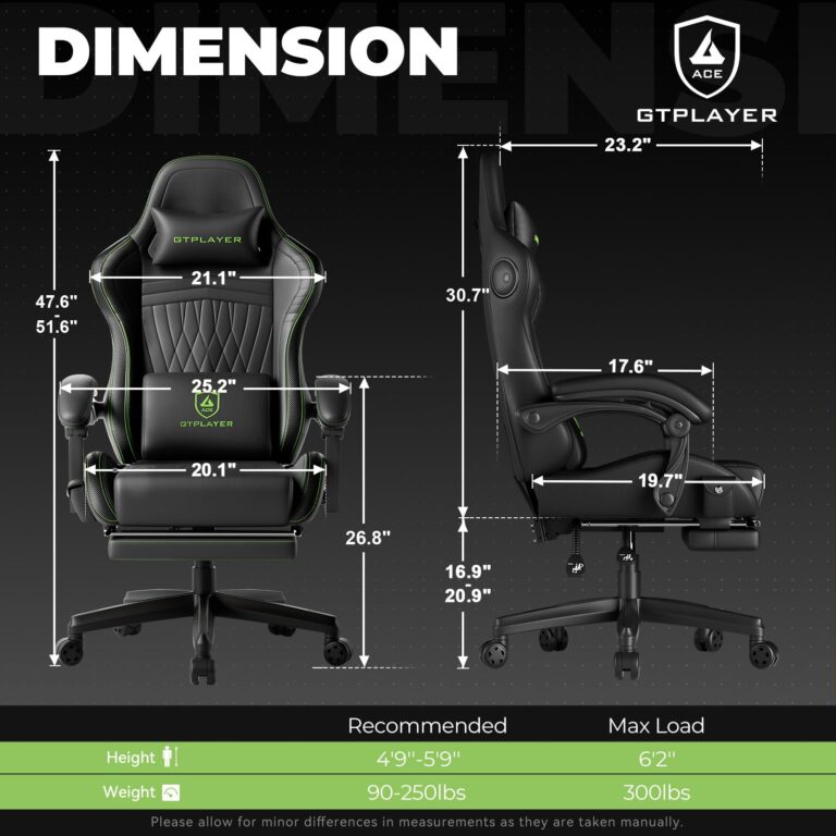GTPLAYER Chair Computer Gaming Chair (Leather, Green) - Image 2