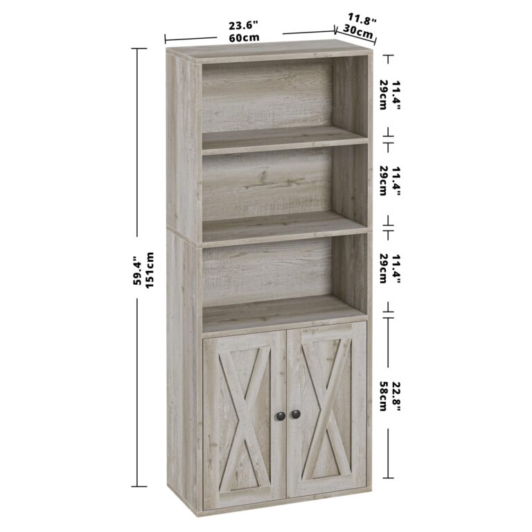 IRONCK Industrial Bookshelves and Bookcases with Doors 11.8 in Depth Floor Standing 5 Shelf Display Storage Shelves Bookcase Home Decor Furniture for Home, Office, Living Room, Bedroom - Image 7