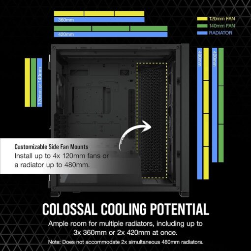 CORSAIR 7000D AIRFLOW Full-Tower ATX PC Case – High-Airflow Front Panel – Spacious Interior – Easy Cable Management – 3x 140mm AirGuide Fans with PWM Repeater Included – Black - Image 9
