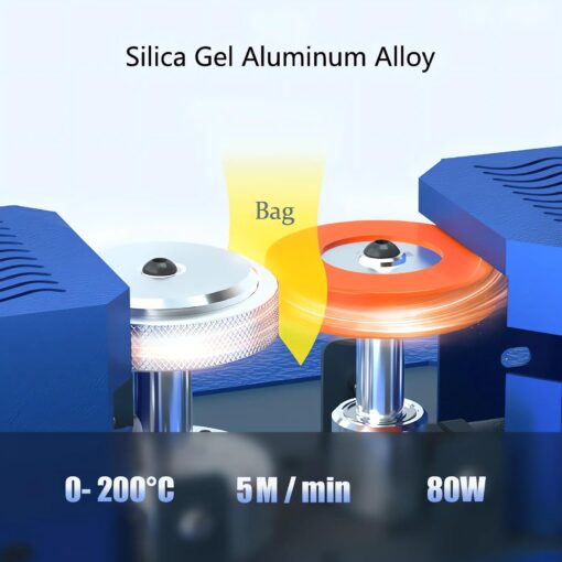 Blue,Wkantlaes Heat Sealer Machine, Commercial Automatic Food Vacuum Sealer Machine, Plastic Bag Sealer Band Sealing Machine with 0-200℃ Temperature Control for 0.8-2 mm Bag Preservation Dry Moist - Image 2