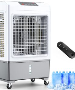 BALKO Evaporative Air Cooler, 2100CFM Windowless Air Conditioner Cooling up to 700 Sq.ft, Swamp Cooler Air Conditioner w/2 Modes & 3 Speeds, 7H Timer & Remote, Portable for Room Garage Patio