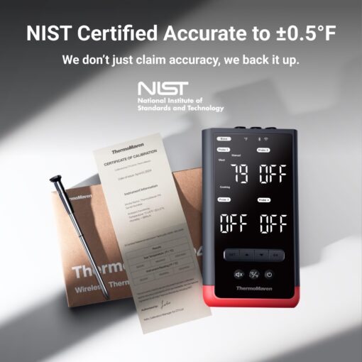 ThermoMaven Smart Bluetooth Wireless Meat Thermometer – 4-Probe, WiFi Unlimited Range, 6 Sensors with NIST Certified Accuracy, Ideal for BBQ, Grill, Kitchen, Oven, Smoker & Rotisserie - Image 4