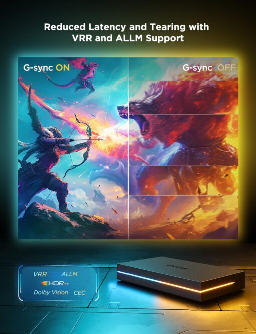 Govee HDMI 2.1 Sync Box 2, AI Sync Box with TV Backlight, Supports 8K@60Hz, 4K@144Hz, VRR and ALLM, Works with Matter and Alexa, RGBIC LED Light Strip for 55-65 inch TVs, 75 LEDs/m - Image 8