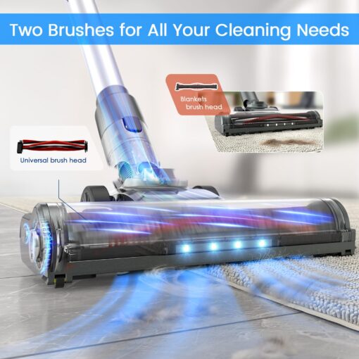 Cordless Vacuum Cleaner, 2 Batteries 100 Mins Runtime Vacuum Cleaners for Home, 350W 35KPA Stick Vacuum with LED Display Brushless Motor, Vacuum Cleaner for Carpet & Hard Floor Pet Hair - Image 5