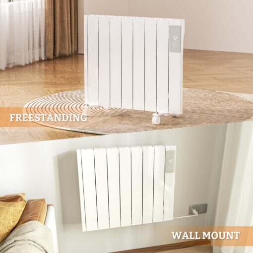 BREEZEHEAT 1500w Convection Panel Heater-Portable Electric Heaters, Plug-in Wall Heaters for Indoor Use, Fanless Ultra Quiet, Wall Mount Space Heater w/Remote Control, LED Display, Timer (White) - Image 7
