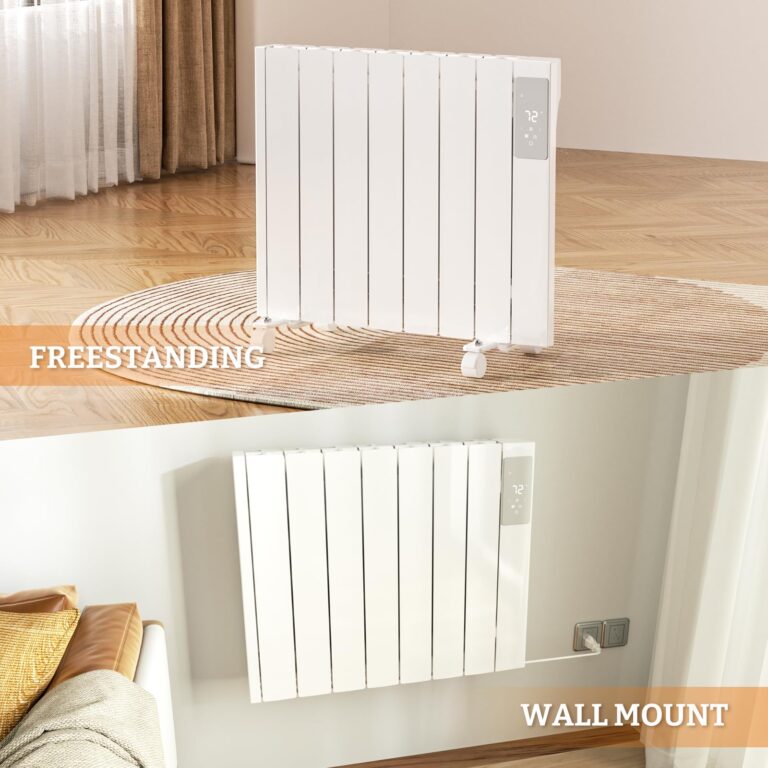 BREEZEHEAT 1500w Convection Panel Heater-Portable Electric Heaters, Plug-in Wall Heaters for Indoor Use, Fanless Ultra Quiet, Wall Mount Space Heater w/Remote Control, LED Display, Timer (White) - Image 7