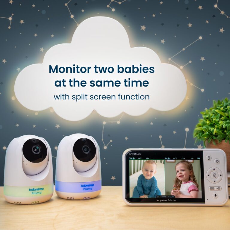 Babysense Prisma Baby Monitor with Camera and Audio, 5” HD Video Baby Monitor with 2 Cameras, 6-Color Night Light, Split Screen, Sound Machine with White Noise & Lullabies, Secure No WiFi - Image 6