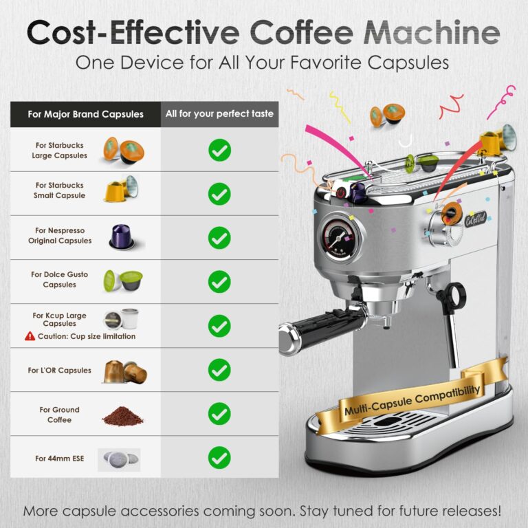 CoOptVal 20-Bar Espresso Machine & Coffee Machine – Compatible with Nespresso, Keurig K Cup – Hot & Cold Brew, Milk Frother, Stainless Steel – 10 oz Espresso Cup - Latte Machine & Cappuccino Machine - Image 6