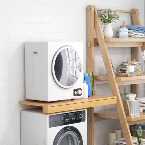 HOMCOM Portable Clothes Dryer, 120V 850W Compact Laundry Dryer with 1.5 cu.ft Stainless Steel Tub and 4 Drying Modes, 9 lbs Front Load Electric Dryer for Apartments Dorms RVs, White - Image 9