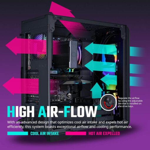 Cooler Master HAF 500 High-Airflow Mid-Tower ATX Gaming Case + Hyper 212 Halo CPU Cooler 140W TDP + 650W Gold PSU – 3X ARGB Fans, 120mm GPU Fan, Mesh Front, Tempered Glass, Cable Management - Image 8