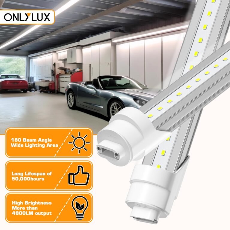 ONLYLUX 8ft R17D LED Tube Light, F96t12 HO 8 Foot Bulbs, 96'' Shop Light to Replace T8 T12 Fluorescent Bulbs, 100-277V Input, 4800LM, Cold White 6000K, Clear Lens (10 Pack) - Image 2