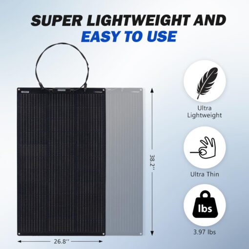 ATEM POWER Monocrystalline Solar Panel Flexible 245° Bendable 100W 12V Portable Solar Charger with Uneven Surfaces Lightweight for RV Tent Roof Boat Cabin Marine Camping - Image 5