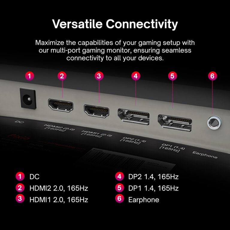 Pixio PXC325 32 inch 165Hz Refresh Rate FHD 1080p Resolution 1500R Curve VA Panel 1ms Response Time Adaptive Sync HDR Curved Gaming Monitor - Image 4