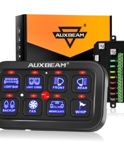 Auxbeam 8 Gang Switch Panel BA80 Automatic Dimmable LED Touch Control Panel Box Electronic Relay System Car Touch Switch Box Universal for Truck ATV UTV Boat Marine SUV Caravan -Blue, 2 Years Warranty