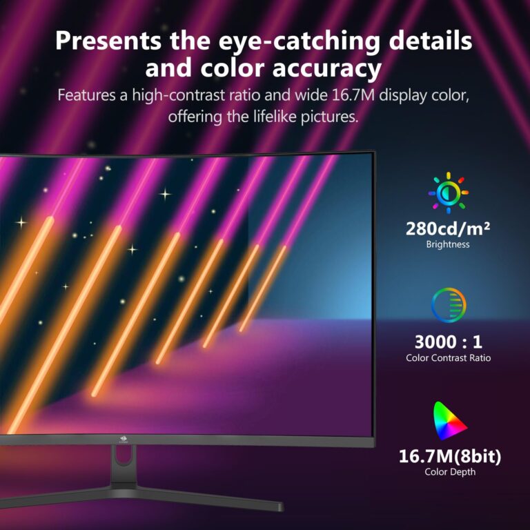 Z-Edge 32 inch Curved Gaming Monitor, 16:9 QHD 2K 2560x1440 170/144Hz 1ms Frameless LED Gaming Monitor, AMD Freesync Premium Display Port HDMI - Image 3
