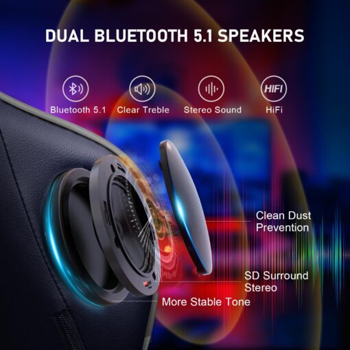 GTRACING Gaming Chair with Footrest Speakers Video Game Chair Bluetooth Music Heavy Duty Ergonomic Computer Office Desk Chair - Image 3