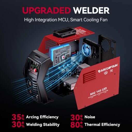 ARCCAPTAIN iControl MIG145 Pro 145A Flux Core MIG Welder 110V Welding Machine Gasless MIG Welder Flux MIG/MMA Stick/Lift TIG, 3 in 1 Welder Machine with Synergy, Portable Welder, APP Control - Image 8