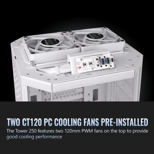 Thermaltake Tower 250 Snow Mini-ITX Mini Tower; 2x120mm CT Fans Included; 360mm Radiator Support; 360mm GPU Clearance; Dual Chamber; CA-1Z9-00S6WN-00 - Image 4