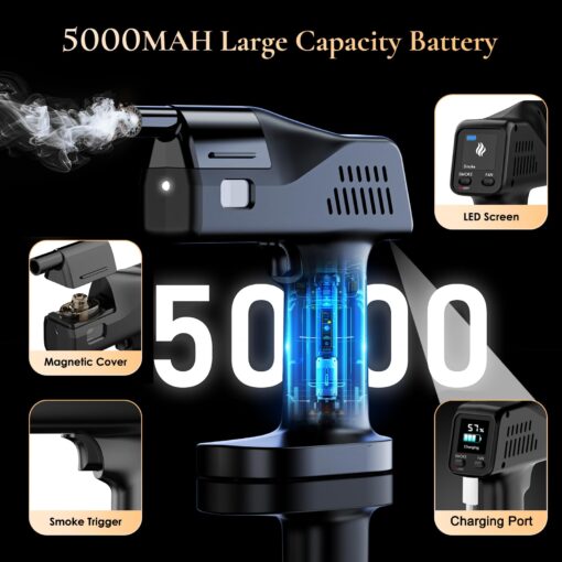 RAYBYLAND Electric Smoker Gun for Cooking, 5000mAh Rechargeable Battery, One Button Operation, Suitable for Indoor and Outdoor Barbecue and Bar Cocktails, Whiskey - Image 5