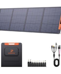 Upgraded 200 Watt Portable Solar Panel for Power Station,20V Foldable Solar Panel with Solar Angle Guide,23.5% High Efficiency IP67 Waterproof 4 Adjustable Kickstands for Camping RV Hurricane Blackout