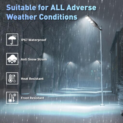 LANGY Solar Street Light Outdoor, Upgraded Solar Parking Lot Lights Dusk to Dawn, IP67 Waterproof 6500K 18000LM, Solar Street Light Motion Sensor with Remote Control for Commercial, Yard (2Pack) - Image 5