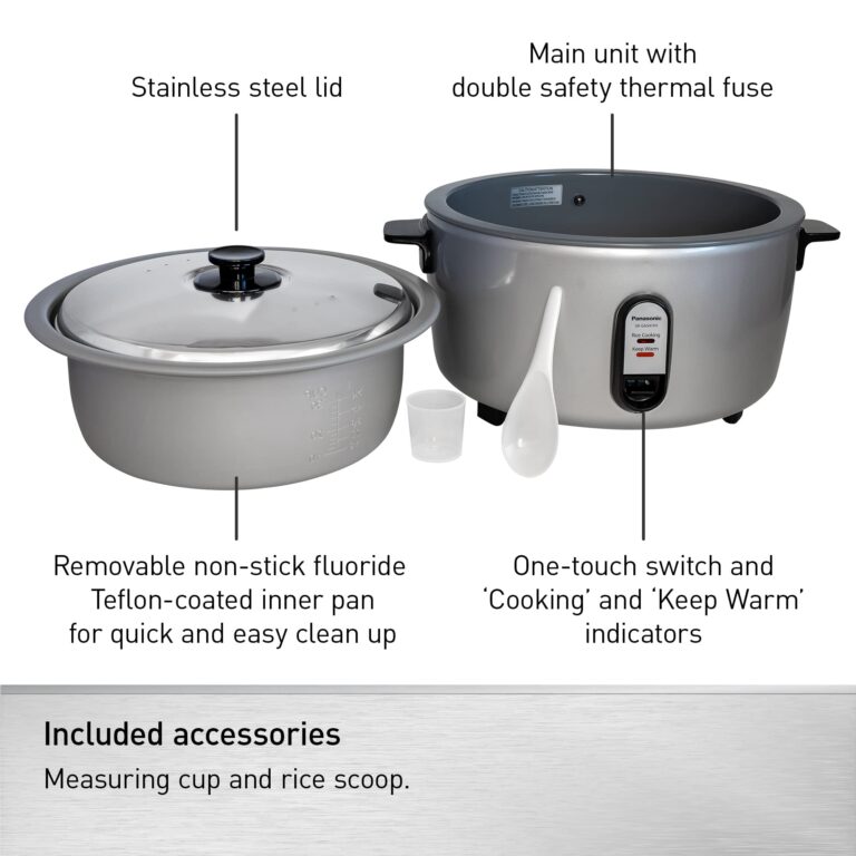 Panasonic Commercial Rice Cooker, Extra-Large Capacity 60-Cup (Cooked), 30-Cup (Uncooked) with One-Touch Operation and Durable Non-Stick Coated Pan - SR-GA541FH – Silver - Image 3