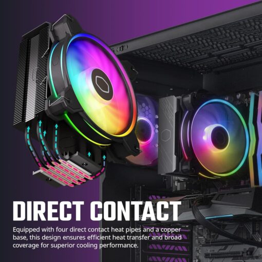 Cooler Master HAF 500 High-Airflow Mid-Tower ATX Gaming Case + Hyper 212 Halo CPU Cooler 140W TDP + 650W Gold PSU – 3X ARGB Fans, 120mm GPU Fan, Mesh Front, Tempered Glass, Cable Management - Image 7