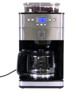 Kenmore Elite Grind And Brew Coffee Maker - Burr Grinding Ground Coffee Bean Hopper With Drip Pot, 12 Cup Programmable Automatic Brew Coffee Machine For Barista Style Cafetera, Use For Kitchen & Café
