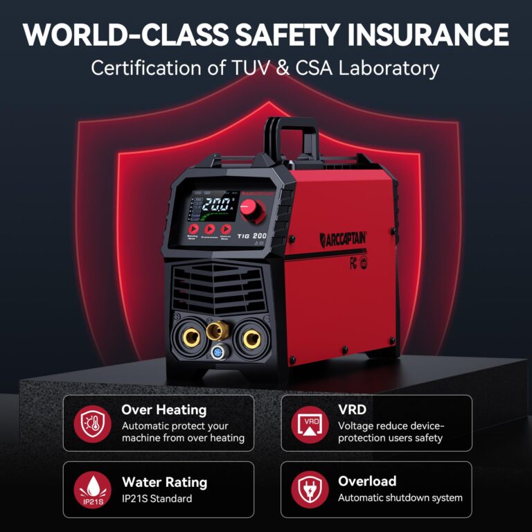 ARCCAPTAIN TIG Welder 200A, High Frequency 110v/220v Dual Voltage TIG/Stick/Arc 2 in 1 Welder LED Digital Display Welding Machine with 2T/4T Function and Tungsten Electrode - Image 9