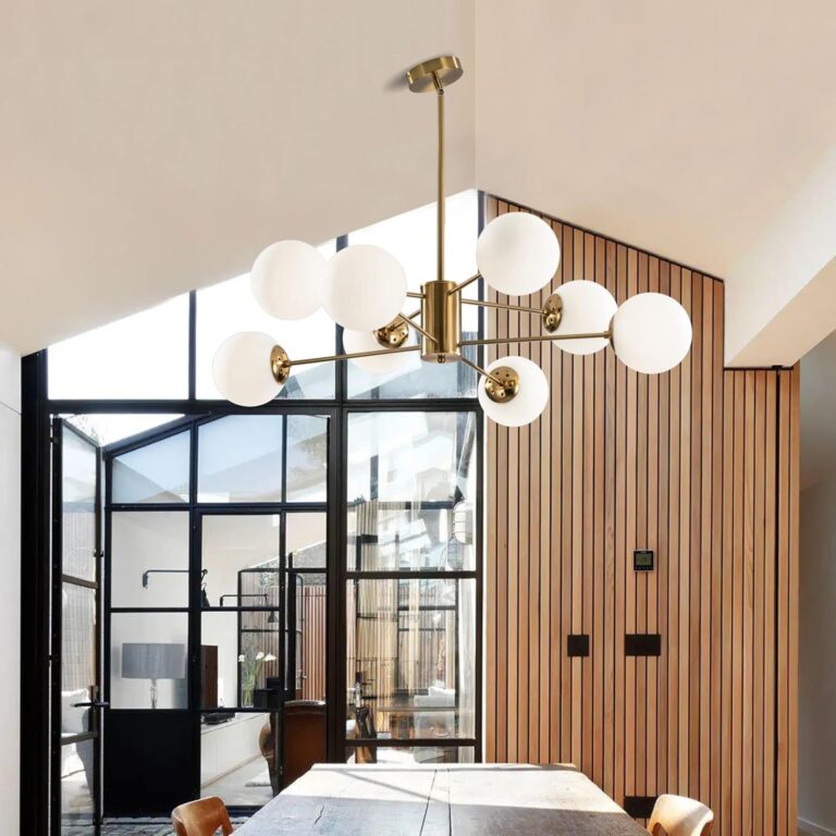 KCO Lighting 8-Light Glass Sputnik Chandelier Light Modern Gold Chandeliers Pendant Light Fixture Vintage Globe Ball Ceiling Flush Mount Light Fixture Kitchen Island - Image 7