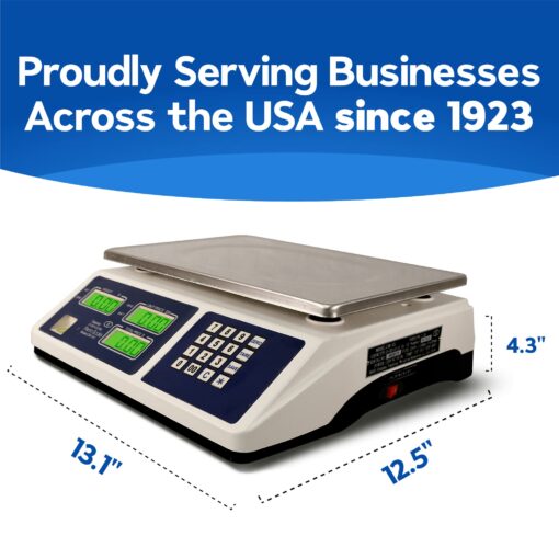 Penn Scale CM-101 NTEP Certified Scale for Digital Price Computing - 30lb Commercial Scale with 0.01lb Readability - Rechargeable Battery, Dual LCD Display & Removable Platter (COC #04-101A1) - Image 3