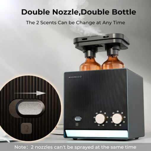 2025 Upgraded 2000 Sq Ft Dual Nozzle Smart Waterless Diffuser, 2×200ml Scent Air Machine for Home Hotel Collection Diffuser Cold Air Technology Waterless Essential Oil Diffuser for Large Room - Image 8