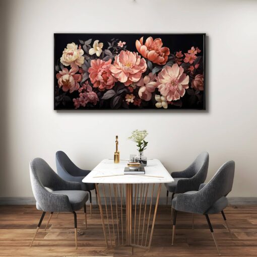 Flower Wall Decor Pink and White Botanical Painting Home Decor Aesthetic Framed Artwork for Living Room Bedroom Office Room Decor 24"x 48" - Image 2