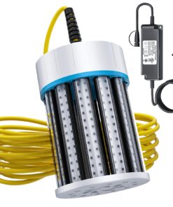 Tendelux Ultra-Bright Underwater Fishing Light, 110V & 12V Green LED Submersible Light Attractants for Docks, Boats or Kayaks, IP68 Rated for Fresh & Salt Water (30ft Cable)