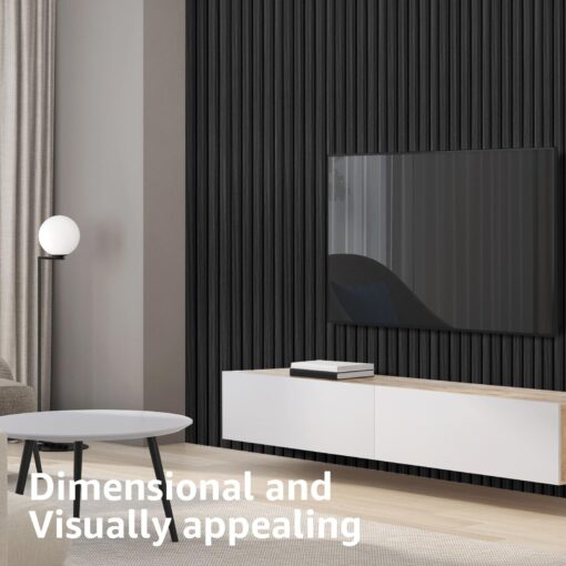 Art3d Slat Wall Panels, WPC Soundproof 3D Wall Paneling for Interior Wall Decor, TV Background, 8-Pack 96 x 6 in. Black - Image 3