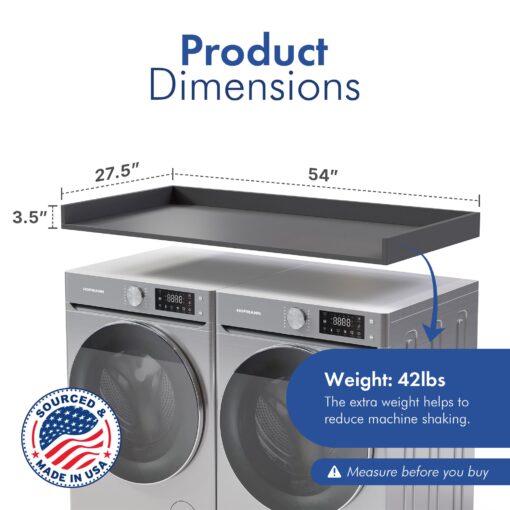 OfficeSimpli Washer Dryer Countertop, Made in USA, Non-Slip Pads, Easy Clean, Laundry Room Essentials and Decor, Washer Dryer Wood Top for Organization (Slate Grey, Standard (27.5" x 54")) - Image 9