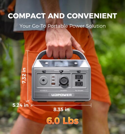 UDPOWER C400 Portable Power Station with Jump Starter & Folding Solar Panel - 400W (Surge 800W) AC Output, 256Wh LiFePO4 Battery, Solar Generator Kit for Camping, Travel, RV, Emergency Power Backup - Image 7