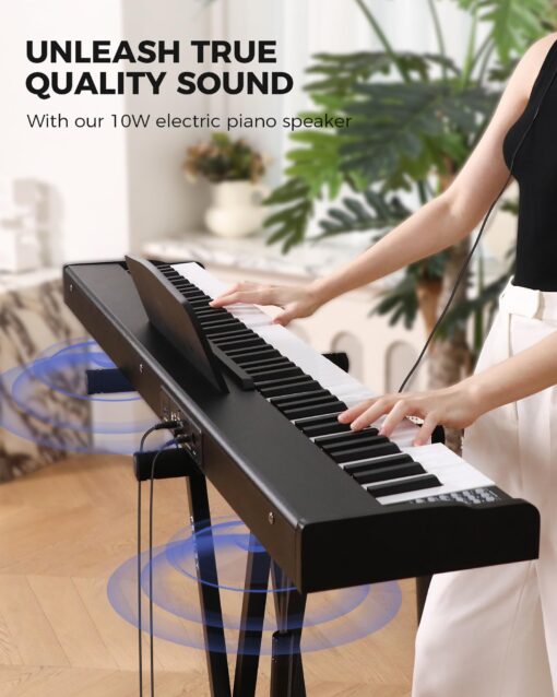 Fesley Weighted Piano Keyboard 88 Keys: Full Size Electric Keyboard Piano for Beginners, Portable 88 Key Keyboard with Daul Speaker,Sustain Pedal,Power Adapter,Support Bluetooth,USB MIDI,FEP300,Black - Image 2