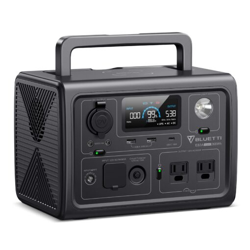 BLUETTI EB3A Portable Power Station, 268Wh LiFePO4 Battery Backup w/ 2 600W (1200W Surge) AC Outlets, Recharge from 0-80% in 30 Min., Solar Generator