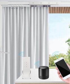 Smart Curtain Tracks WiFi Control by Phone, Support Voice Control for Alexa, Google Home, Tuya App Remote Automated Curtain Smart Curtains Opener Motorized Curtains Rods with Remote Control (125'')