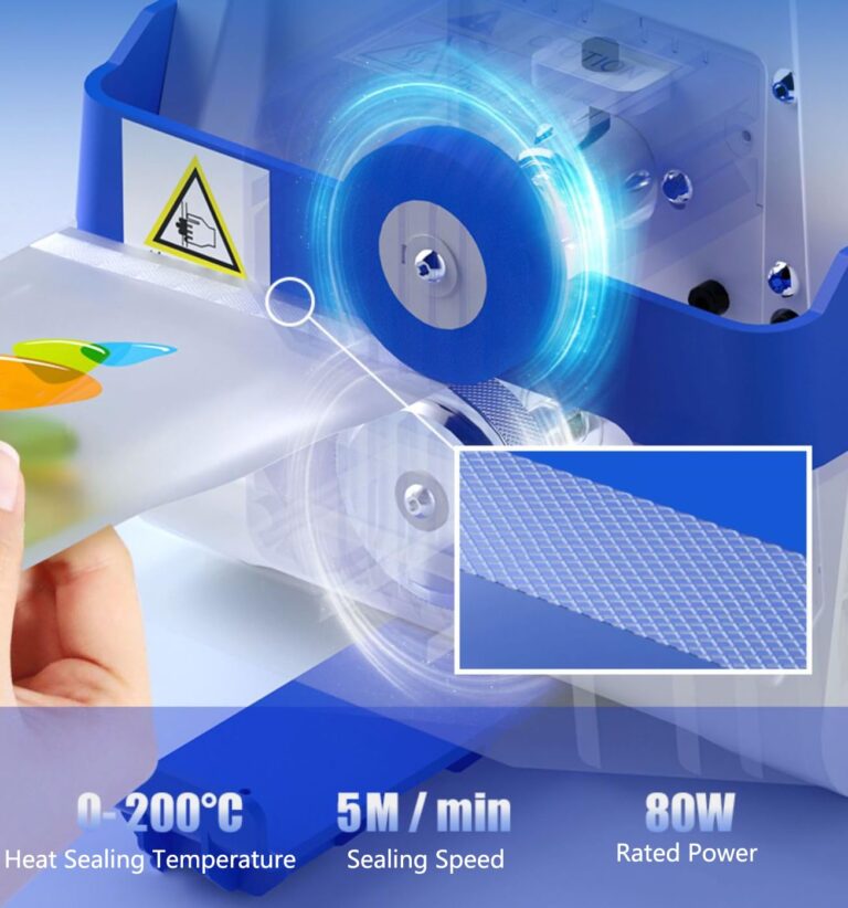 Blue,Wkantlaes Heat Sealer Machine, Commercial Automatic Food Vacuum Sealer Machine, Plastic Bag Sealer Band Sealing Machine with 0-200℃ Temperature Control for 0.8-2 mm Bag Preservation Dry Moist - Image 6