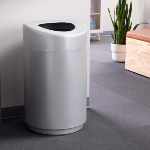 Safco Open Top Trash Can, 30 Gallon Stainless Steel Modern Garbage Can for Indoor Use, Silver - Image 3
