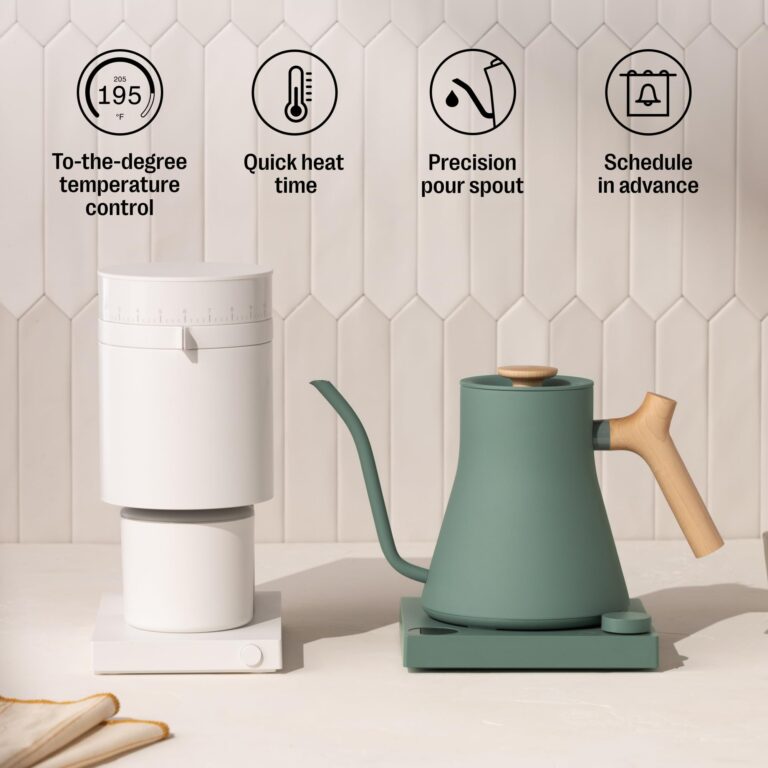 Fellow Stagg EKG Pro Electric Gooseneck Kettle - Pour-Over Coffee and Tea, Quick Heating, Precise Temperature Control, Scheduling, Built-in Brew Timer, Smoke Green with Maple Wood Handle, 0.9 Liter - Image 4